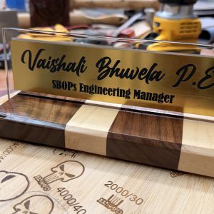 Personalized Acrylic Name plate w/wooden Base